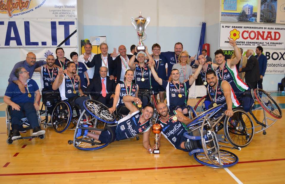 unipolsai vince scudetto basket carrozzina ad alba adriatica festa scudetto