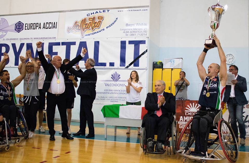 unipolsai vince scudetto basket carrozzina ad alba adriatica festa scudetto