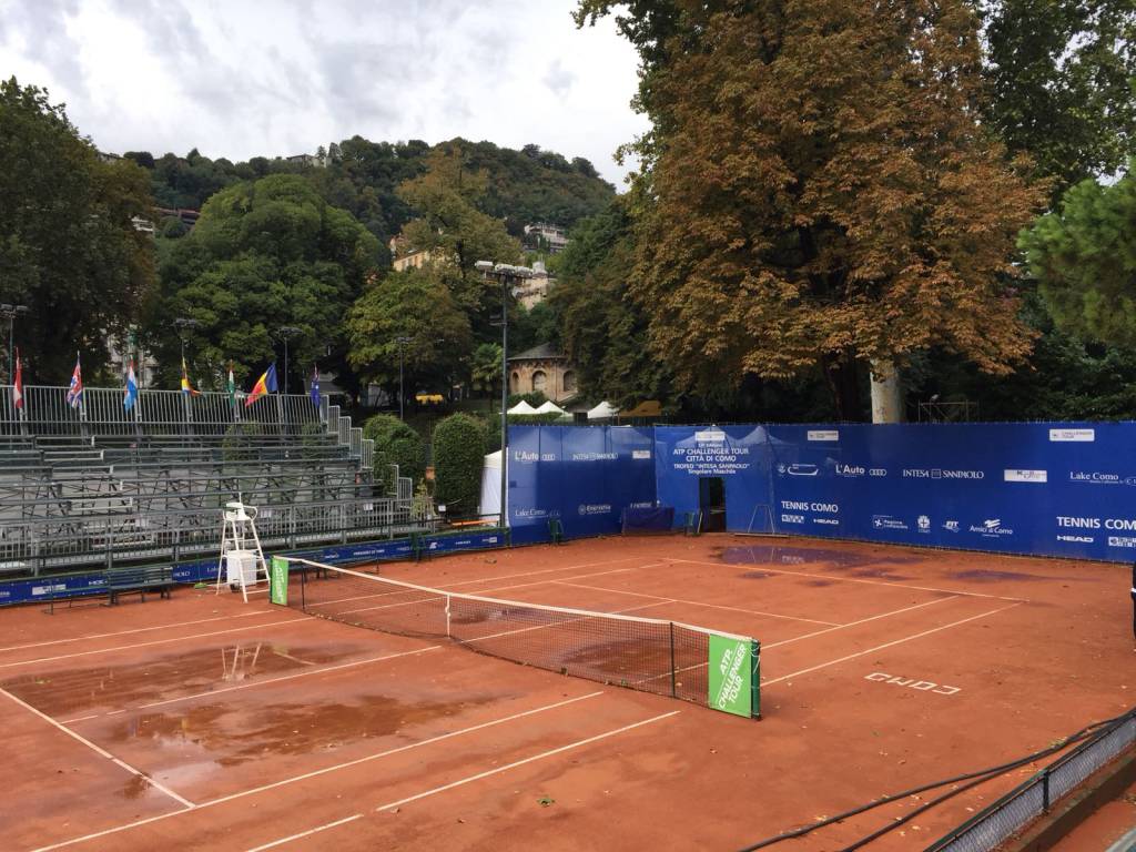 campi allagati al tennis como per challenger 2018