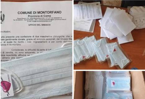 distribuzione mascherine con lettera comune di montorfano