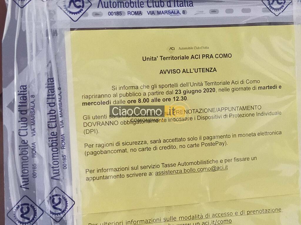 pubblico registro automobilistico como ripartenza oggi per pratiche pubblico e agenzie