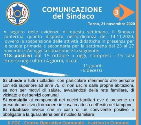 sindaco di torno rino malacrida chiusura scuole per covid e suo annuncio su Facebook