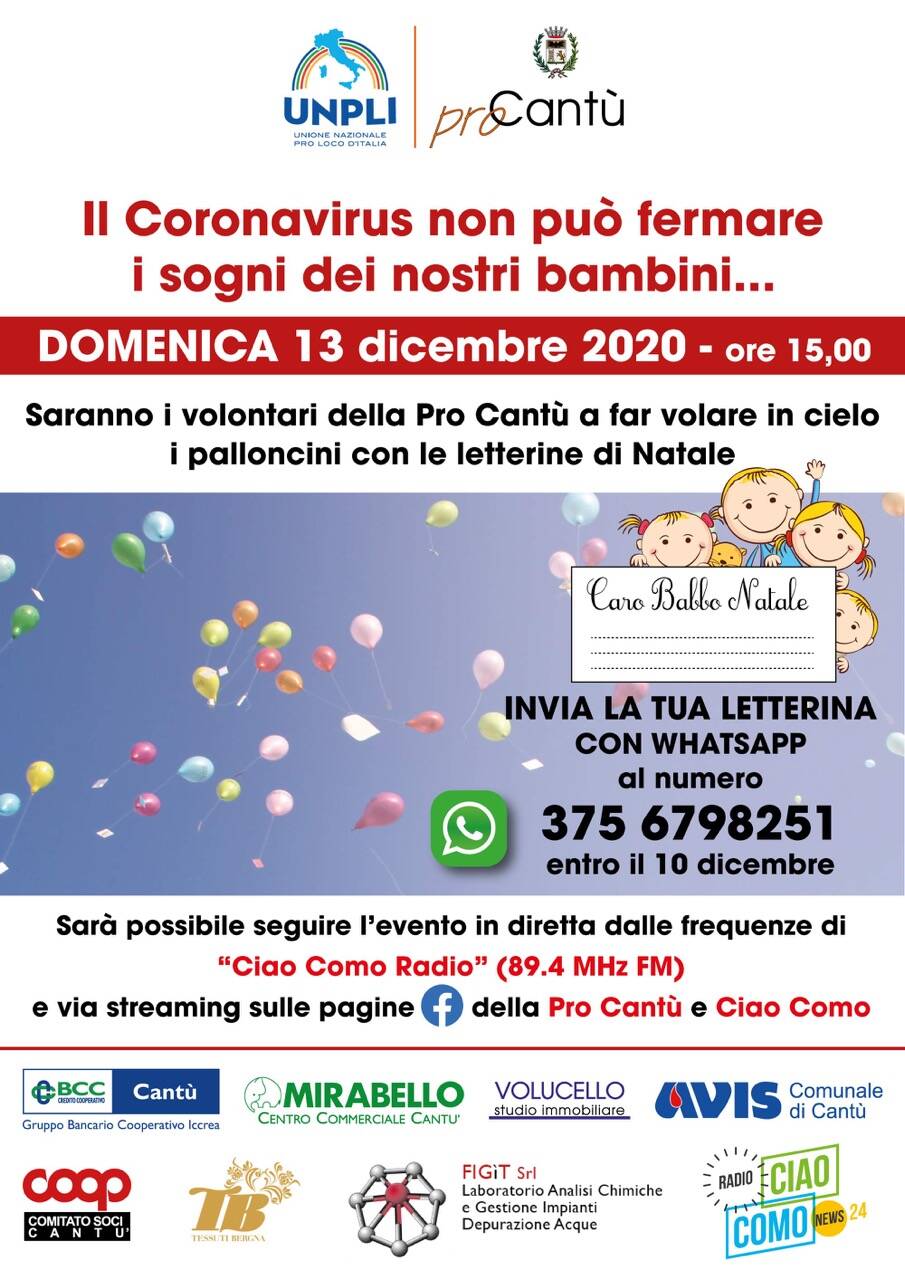 lancio palloncini a Cantù per Natale