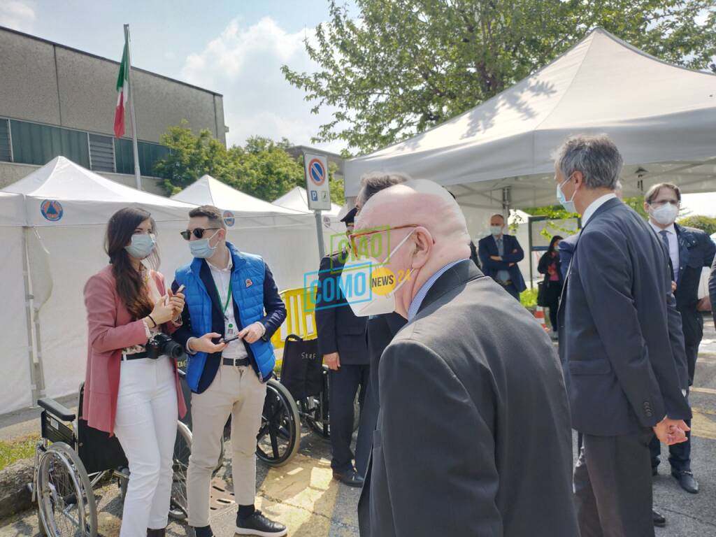 La visita di Attilio Fontana a Lariofiere di Erba per hub vaccinale ed a Cernobbio