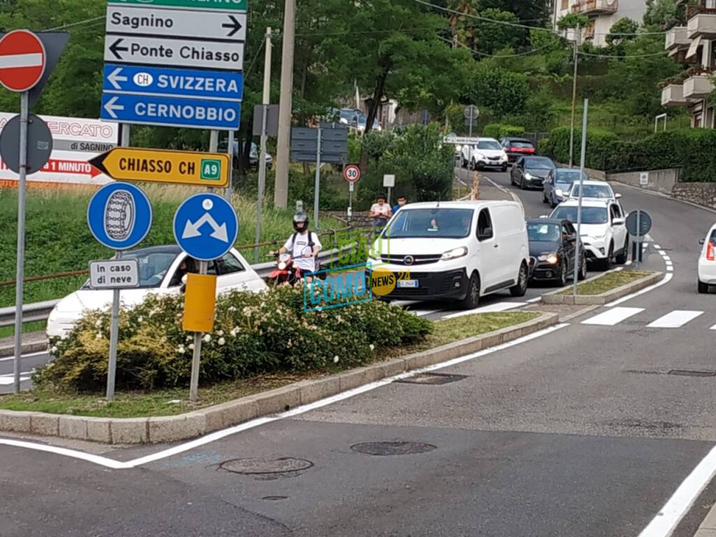 caos sulel strade di ponte chiasso e monte olimpino lavori sulla a9