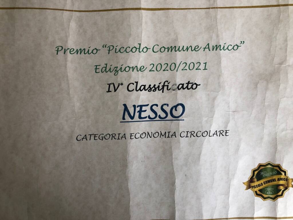 nesso premiato a roma come economia circolare per piccolo comune amico