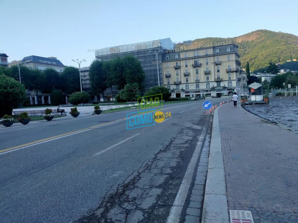 lungolago di como riaperto del tutto alla circolazione dopo esondazione