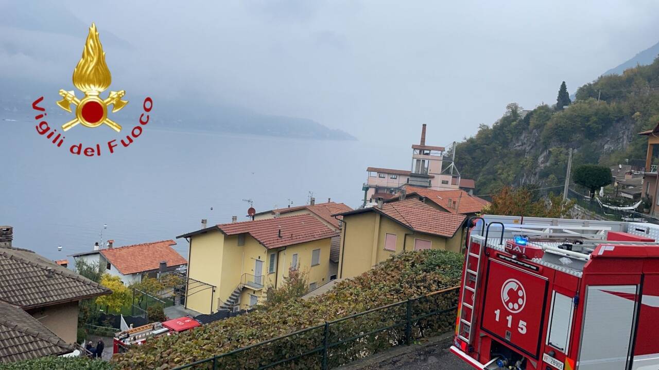 incendio appartamento lezzeno fumo e pompieri