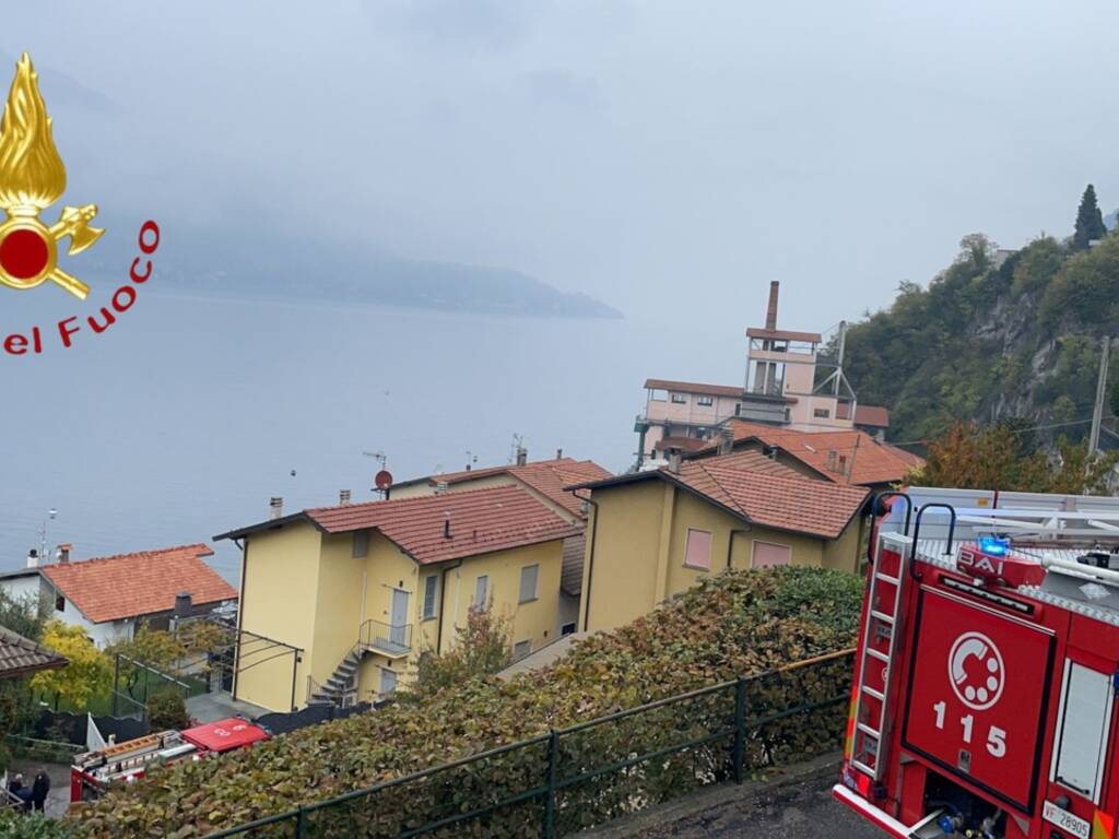 incendio appartamento lezzeno fumo e pompieri