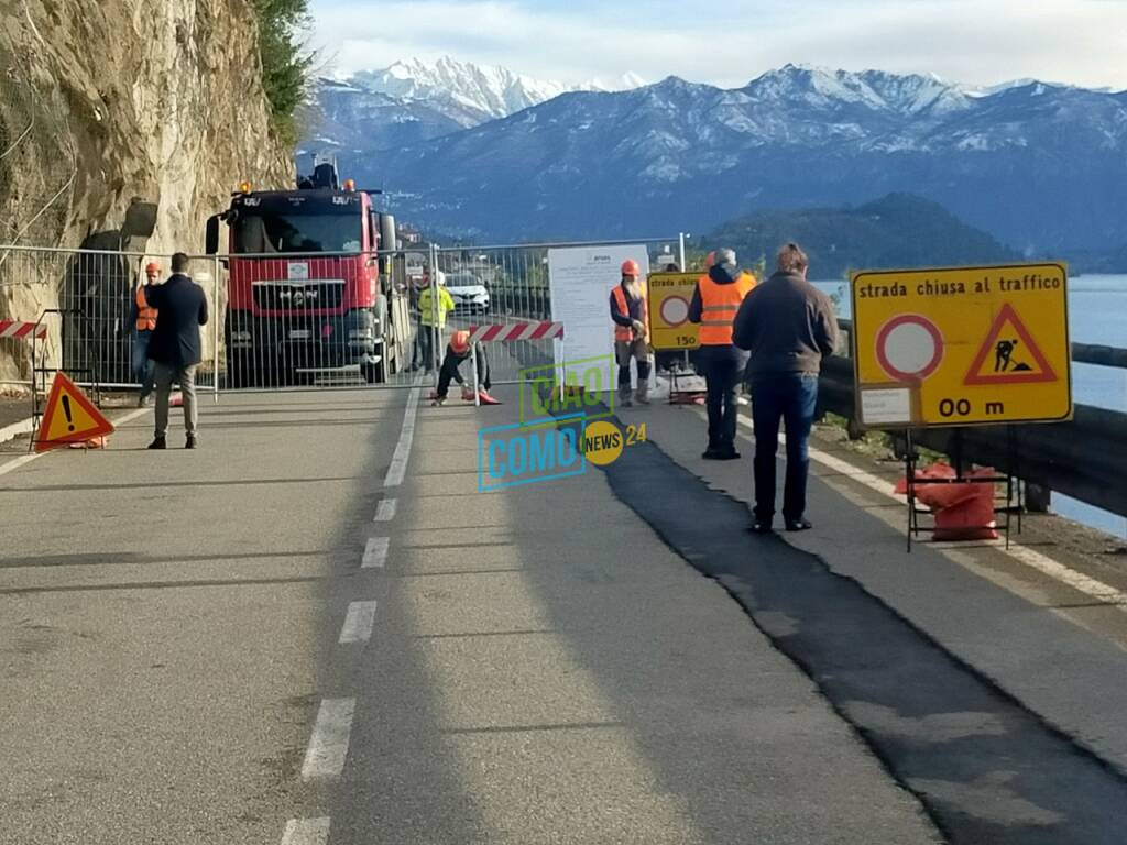 Regina chiusa a Colonno per lavori variante tremezzina, le immagini del cantiere