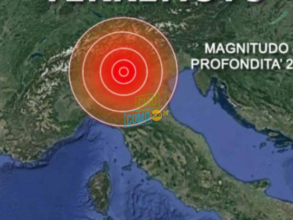 cartina terremoto provincia di como di oggi