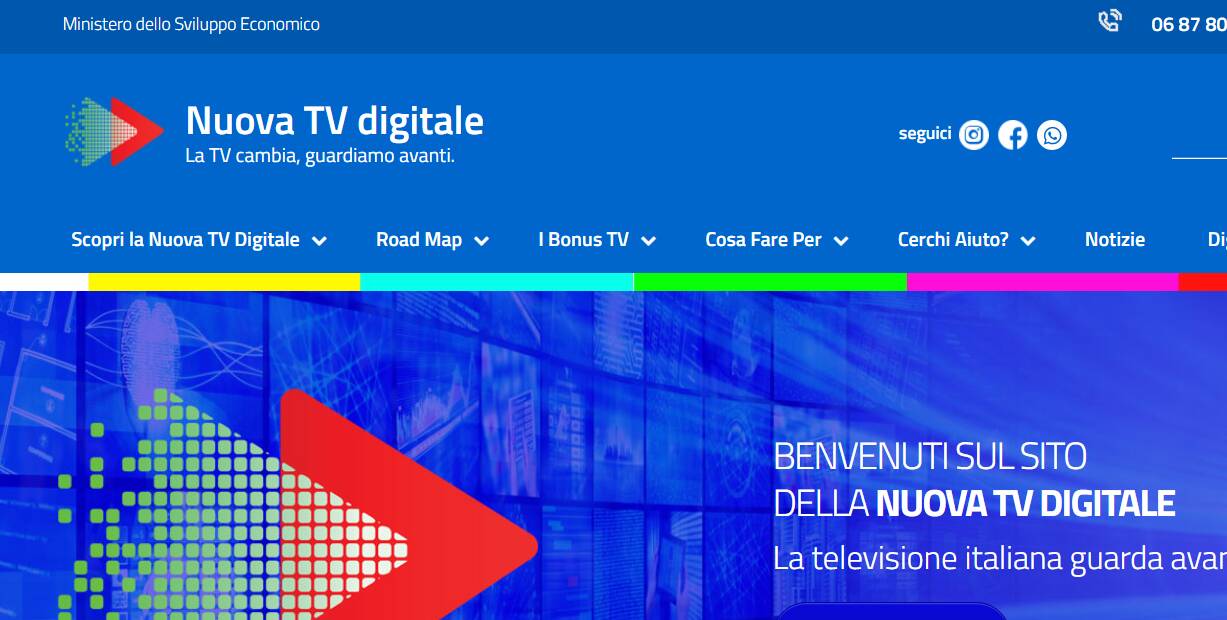 nuova tv digitale schermata sito ufficiale del ministero