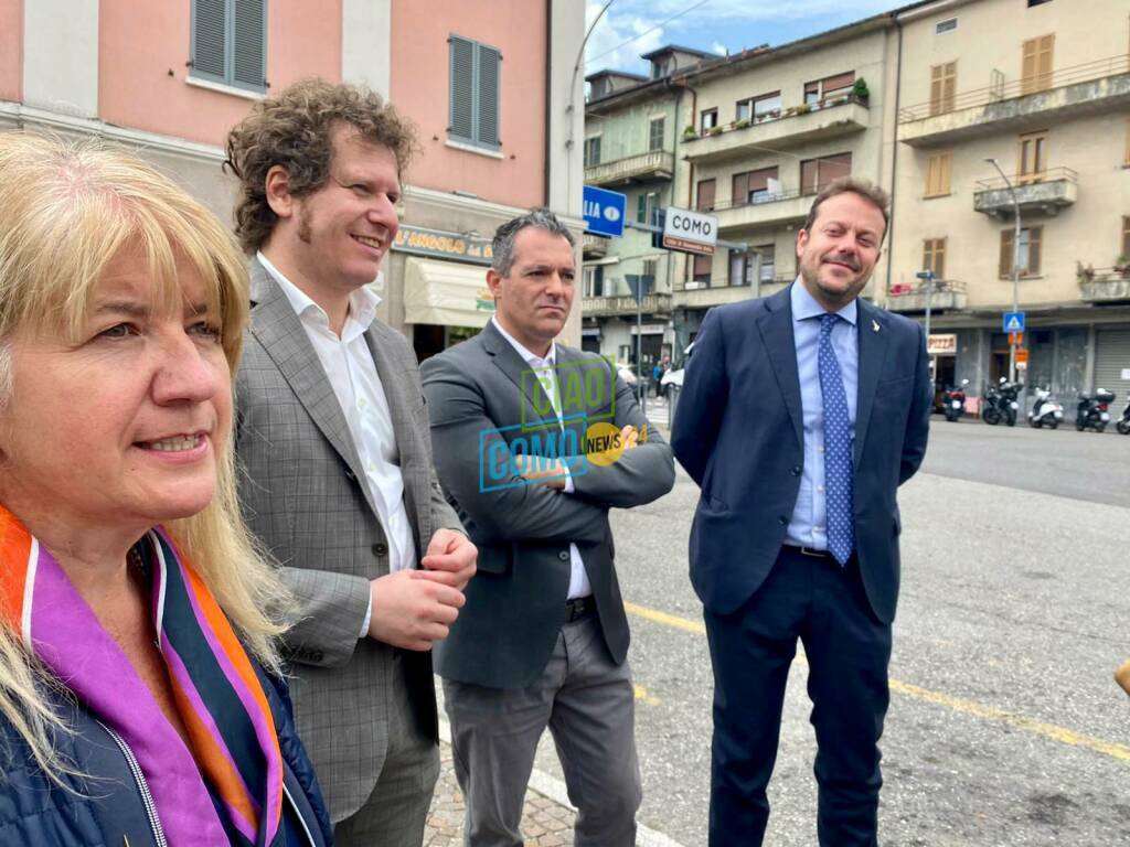 lega salvini oggi a ponte chiasso per situazione frontalieri deputati e canduidati sindaco molteni