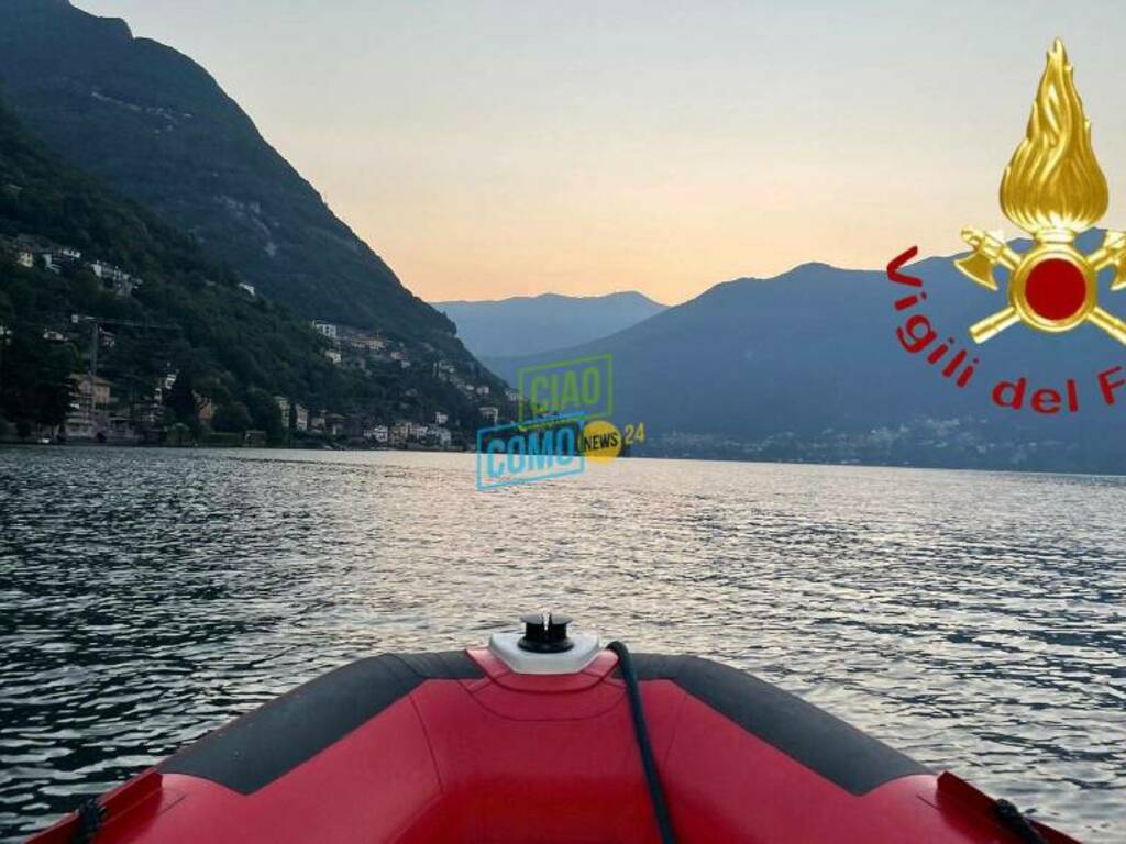 ricerche vigili del fuoco in centro lago dongo tutrista scomparso