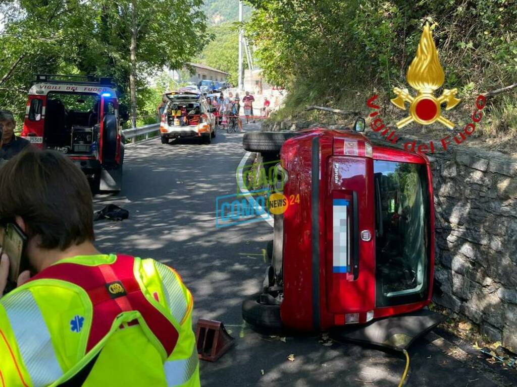 incidente montenezzo strada provinciale auto ribaltata soccorso pompieri