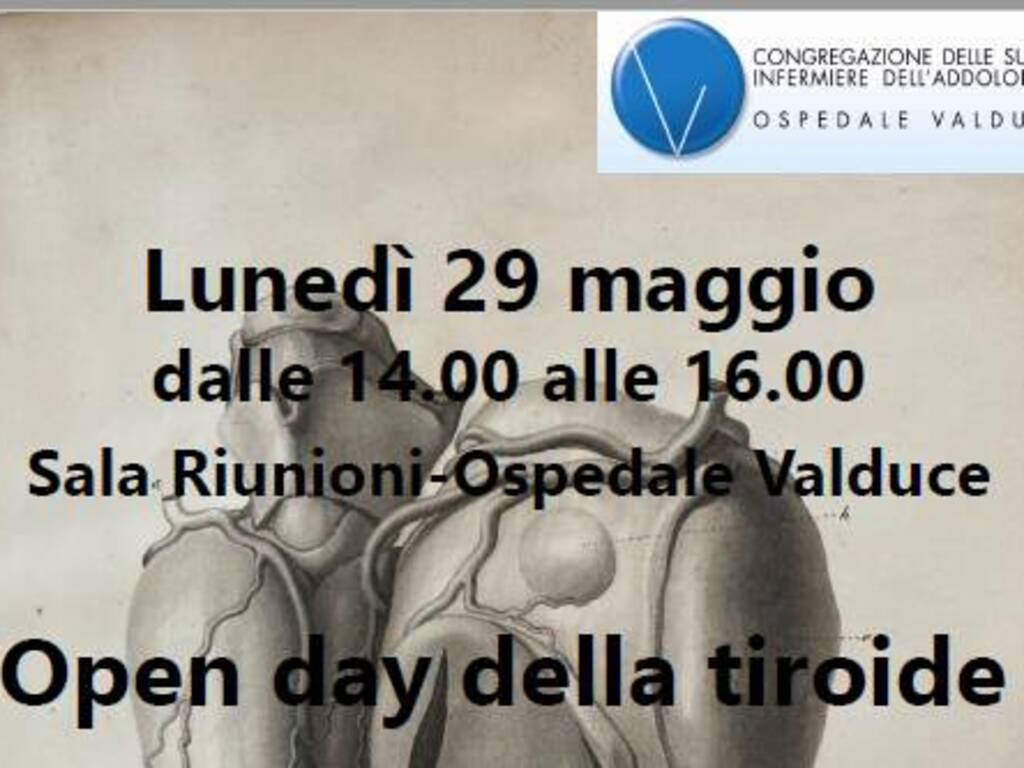 locandina open day tiroide al valduce di como per 29 maggio